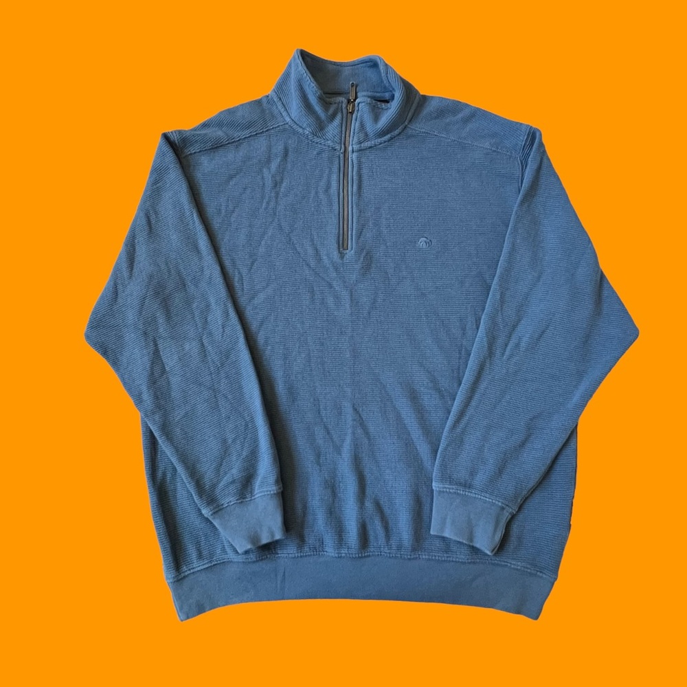 Wolverine Quarter Zip Sweater Knit Textured 100% Cotton Blue Men Size XL